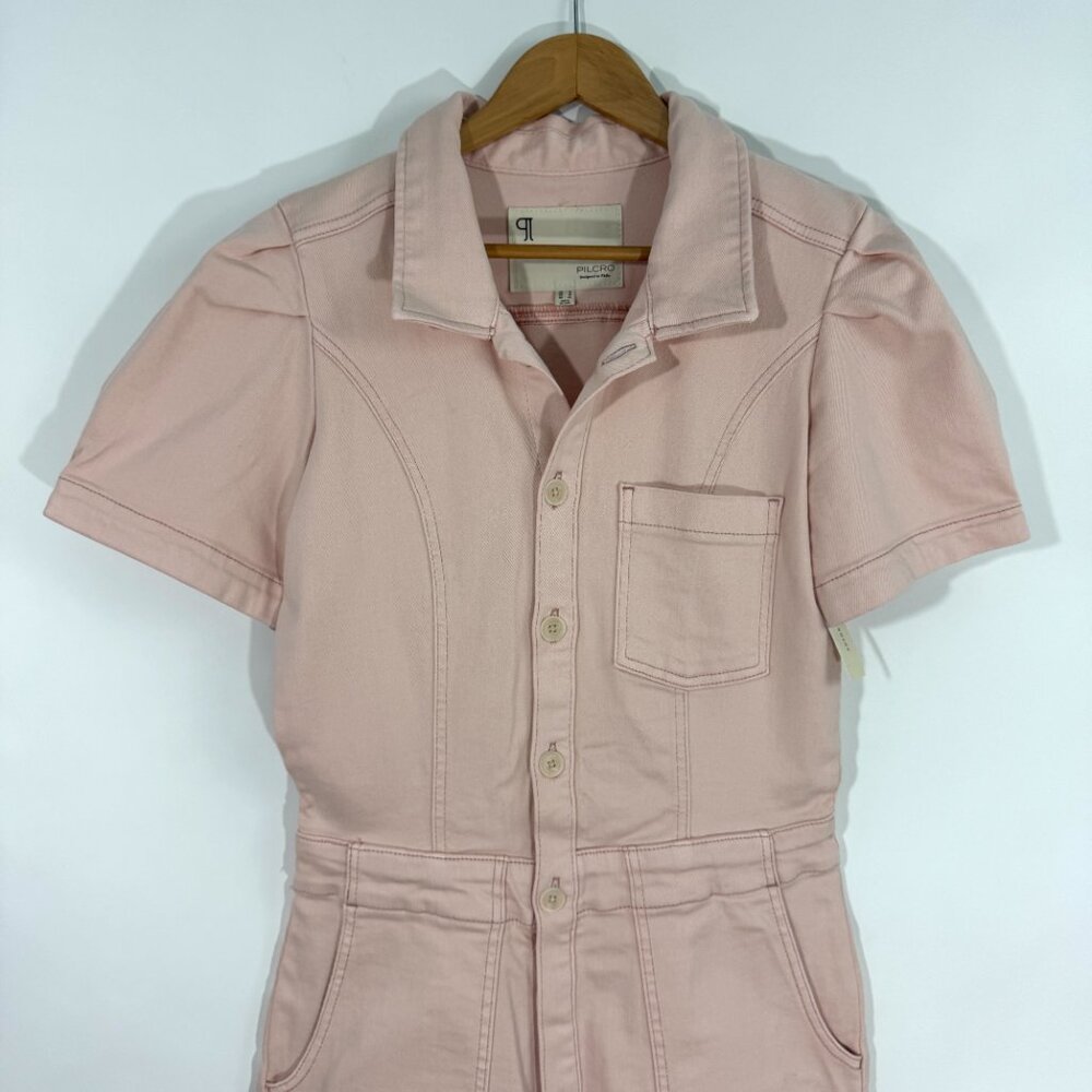 Pilcro Anthropologie Women’s Size 12 Pink Rose The Kit Utility Romper New - Picture 4 of 8